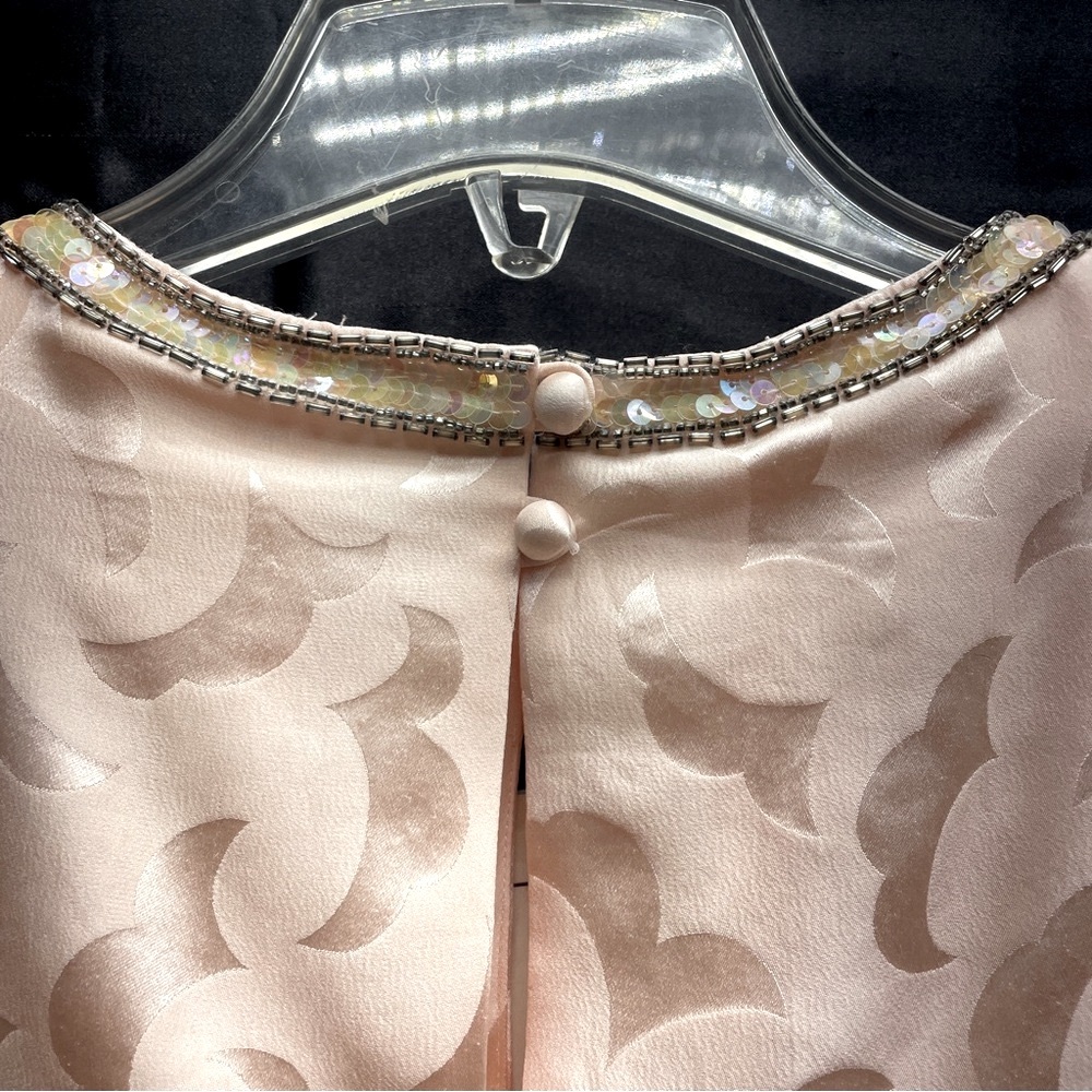 NWT Vintage AJ Bari Pink Silk Bead Sequin Bow Dolman Sleeve Evening Dress Sz 6 - Picture 5 of 10